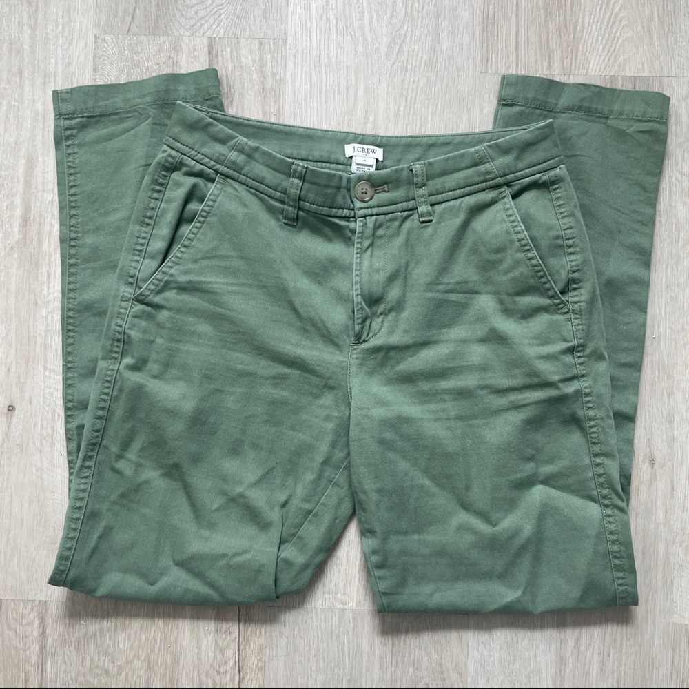 J. Crew Green Chino Ankle Pants